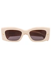 Alexander Mcqueen Spike Studs Rectangular Sunglasses In Neutrals