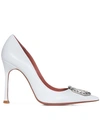 Amina Muaddi Camelia Pumps Embellished Detail Pointed Toe Stiletto In White