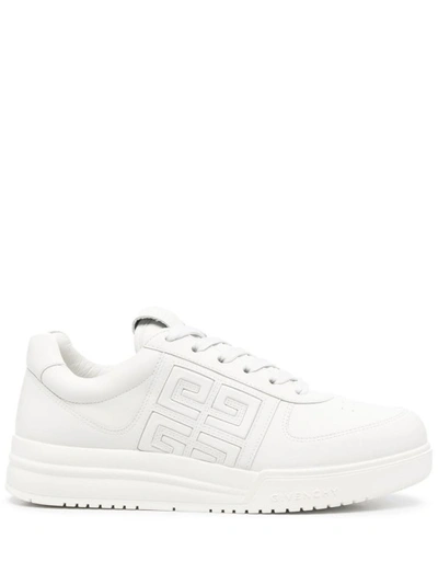 GIVENCHY WHITE LEATHER LACE-UP SNEAKERS