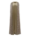 GEMY MAALOUF PLEATED DRESS WITH EMBROIDERED CAPE - LONG DRESSES