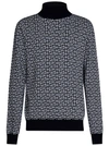 Balmain Monogram-intarsia Roll-neck Jumper In Black