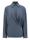 LEMAIRE GREY COTTON AND SILK SHIRT