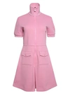 Moncler Zipped Short-sleeved Mini Dress In Pink