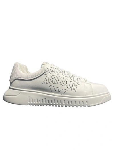 Emporio Armani Classic Round Toe Lace-up Sneakers In Grey