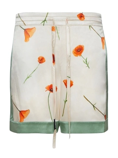 Nahmias Mens Poppy Ivory Poppy Colour-blocked Stretch-silk Shorts In White