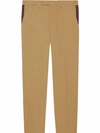 Gucci Web-detail Tailored Trousers In Brown