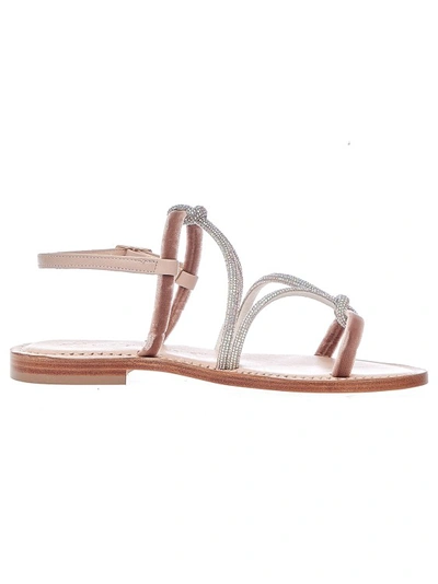 Paola Fiorenza Velvet And Powder Rope Sandal In Pink