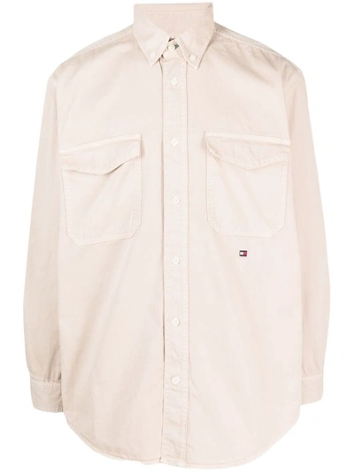 Tommy Hilfiger Long-sleeve Cotton Shirt In Neutrals