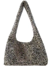 Kara Crystal Mesh Rhinestone Beaded Shoulder Bag In Black