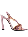 Saint Laurent Pool Sandals In Tpu And Metallized Leather In Pink