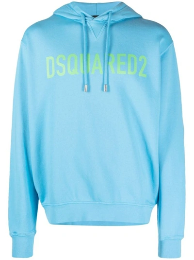 Dsquared2 Logo-print Cotton Hoodie In Blue