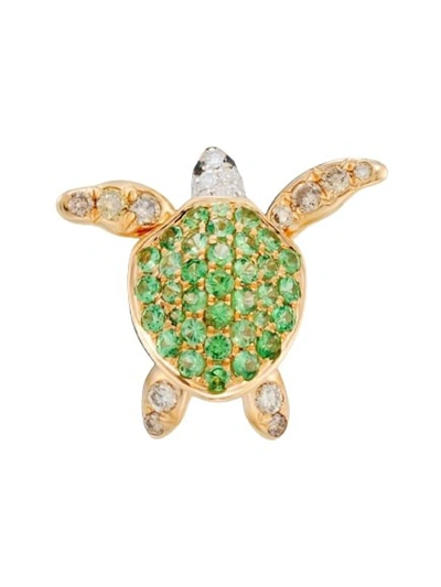 Mio Harutaka Green Garnet Turtle Single Earring In Not Applicable