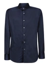 Canali Stretch-cotton Poplin Shirt In Blue