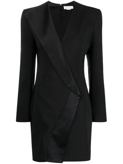 Genny V-neck Tailored Mini Dress In Black