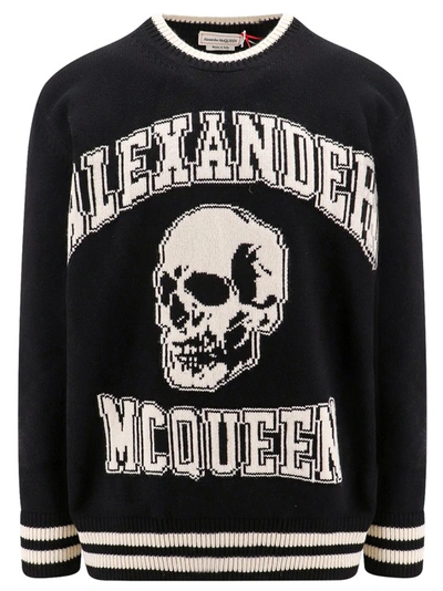 ALEXANDER MCQUEEN VARSITY LOGO WOOL AND CASHMERE SWEATER