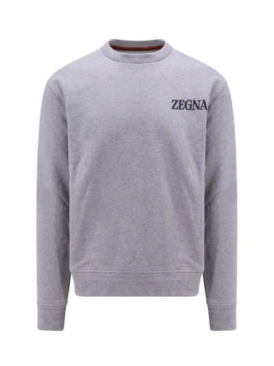 Zegna Gray Bonded Sweatshirt In Grey