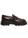 Hogan Bordeaux Leather Tank Moccasin In Burgundy