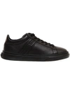 Hogan Black Leather Sneakers In Black