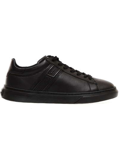 Hogan Black Leather Casket Sneakers