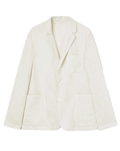 Aspesi Single-breasted Linen Blazer In White