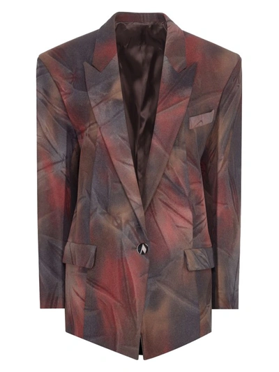 Attico Glen Tie-dye Oversized Blazer In Brown