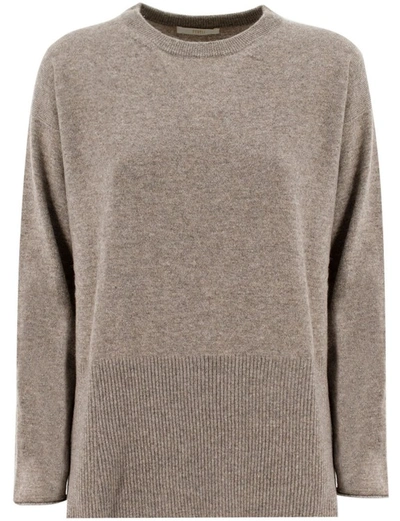 Fedeli Cashmere Crew Neck Sweater In Brown