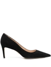 Stuart Weitzman Leigh 75 Pointed Toe Pump In Black