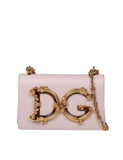 Dolce & Gabbana Dg Girls Shoulder Bag In Powder Color Nappa In Pink