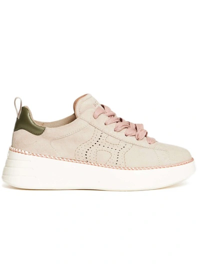 Hogan Rebel H626 Suede Sneakers In Pink,green,beige