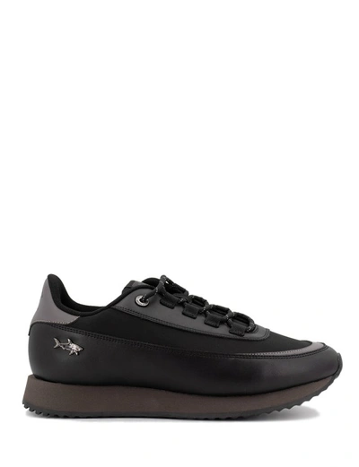 Paul & Shark Black Trainers In Technical Fabric And Leather Sneakers