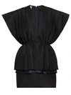 Gucci Pleated Wool Mini Dress In Black