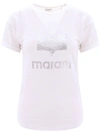 ISABEL MARANT ÉTOILE LAMINATED LOGO LINEN T-SHIRT