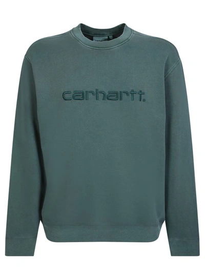 Carhartt Logo-embroidered Cotton Sweatshirt In Green