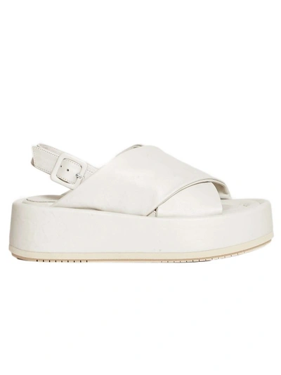 Paloma Barceló White Leather Wedge Sandals In Neutrals