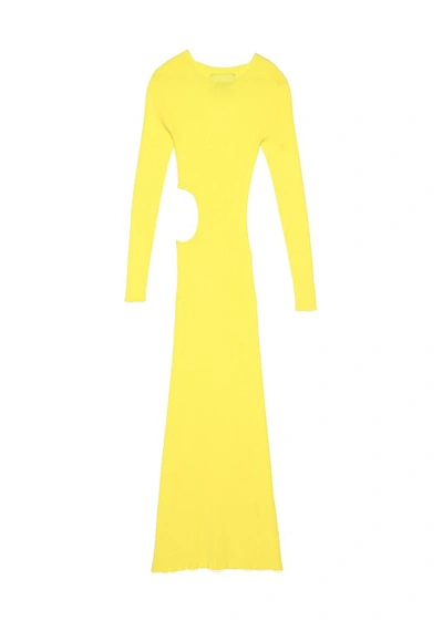 Aeron Zero204 Ribbed Cut-out Maxi Dress In Yellow