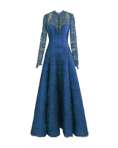 Gemy Maalouf Cut-outs On The Shoulders Dress - Long Dresses In Blue