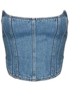 MAGDA BUTRYM PANELLED DENIM CORSET TOP IN BLUE