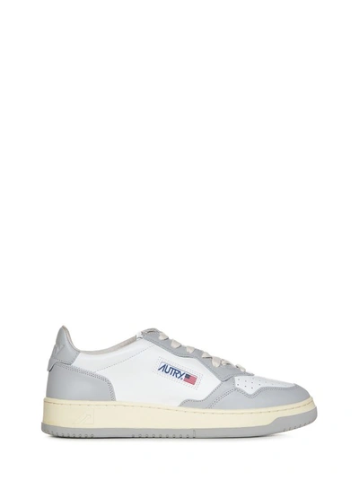 Autry Grey Leather Sneakers In White