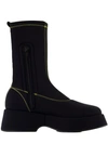 GANNI RETRO FLATFORM BOOTS - SYNTHETIC - BLACK