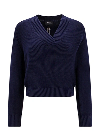 A.p.c. Harmony V-neck Sweater In Blue