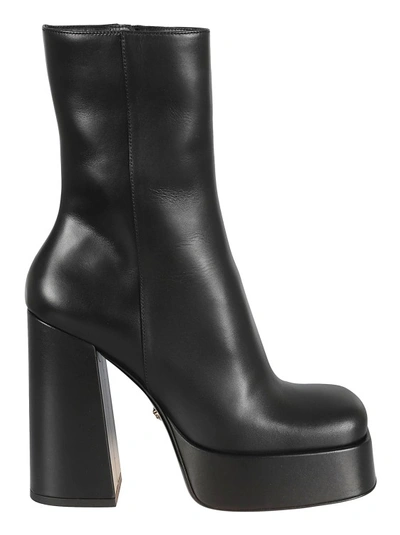 Versace Aevitas 120mm Leather Platform Boots In Black