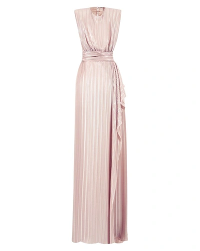 Gemy Maalouf Straight Blush Ruffled Dress - Long Dresses In Pink