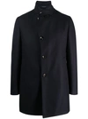 Tagliatore Asymmetric Button Fasten Coat In Blue