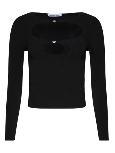 Alexander Wang T T By Alexander Wang Crewneck Cut Out Top In Black