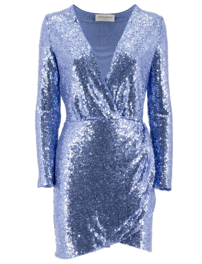 Ermanno Scervino Blue Sequins Mini Dress