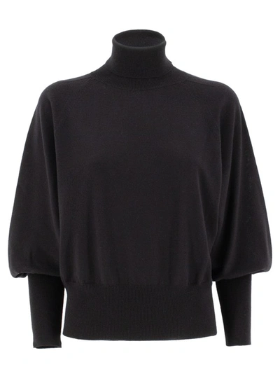 Fabiana Filippi Turtleneck Wool Sweater In Black