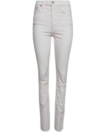 Re/done 70s High Rise Skinny Boot Jeans In White