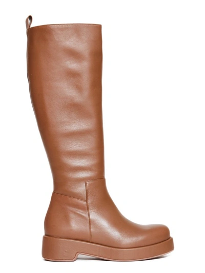 Paloma Barceló Leather Ankle Boots In Brown