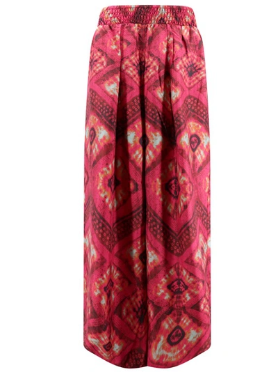 Ulla Johnson Clemence Diamond-print Silk Trousers In Pink