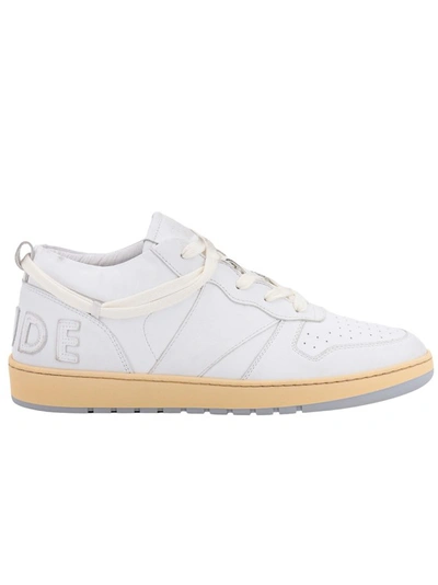 RHUDE LEATHER SNEAKERS WITH COLOR-BLOCK DETAIL